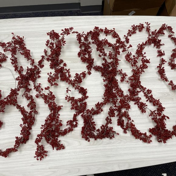 Rare Vintage Pottery Barn Glass Pepperberry Beaded Garland Red - Picture 6 of 8